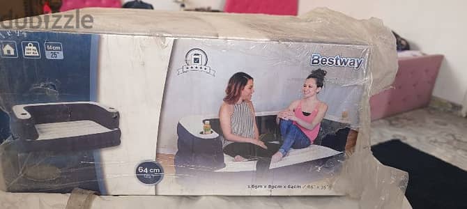 كنبة هواء Bestway تتحول لسرير (2 في1) جديدة بالكرتونة–جايبها من الخارج