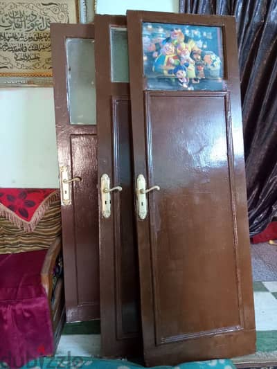 ٣ ابواب خشب بالحلق عرض ٧٥