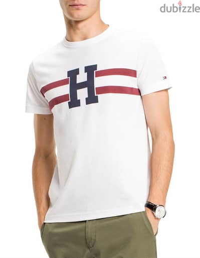 Tommy Hilfiger Little Boy's H logo tee Shirt, bright white Size XL