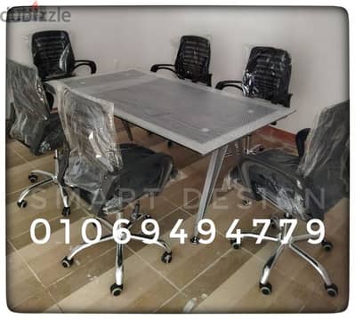 ترابيزات إجتماعات زجاج سيكوريت شاسيه معدن اليكتروستاتيك