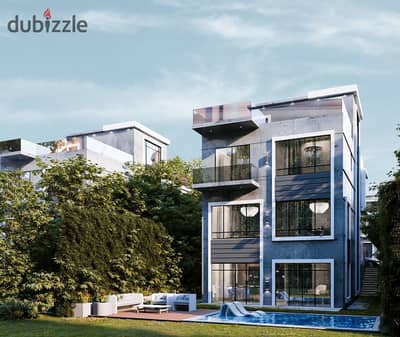 Last townhouse for sale in the garden with a landscape view and a fountain, with installments after delivery in New Zayed