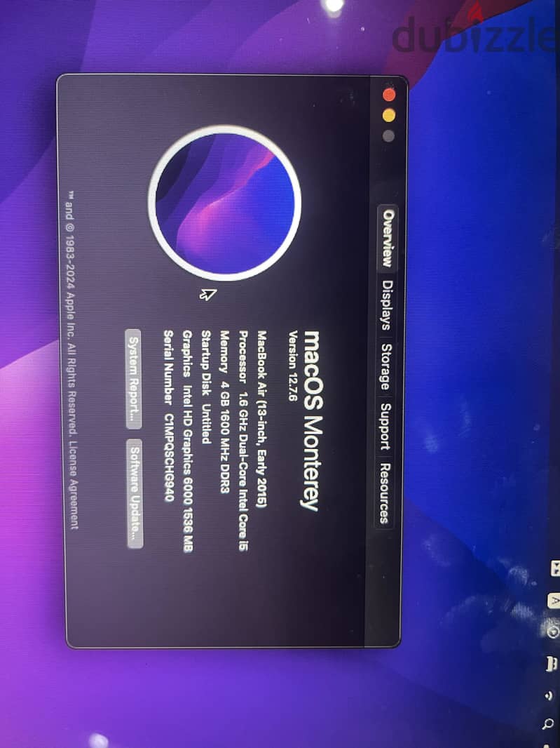Mac book air 13inch 2015 intel cpu 2