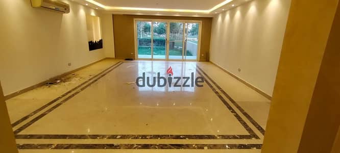 ground apartment for rent with garden in the square compound 230m with kitchen and AC's