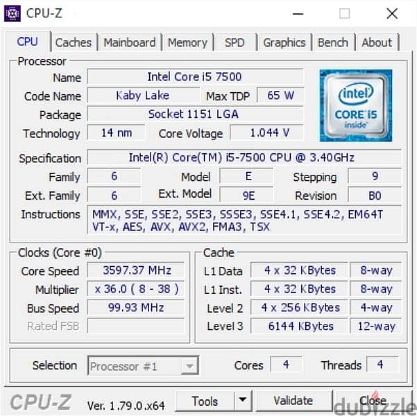 CPU intel i5 7500 1