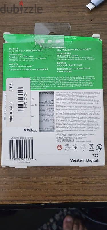 western digital ssd nvme 500gb pcie 4 like new health 100%