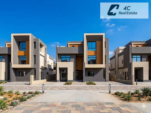 Twin house villa for resale in Saada New Cairo priced 4 million below market rate a 410 m area prime location and an open view