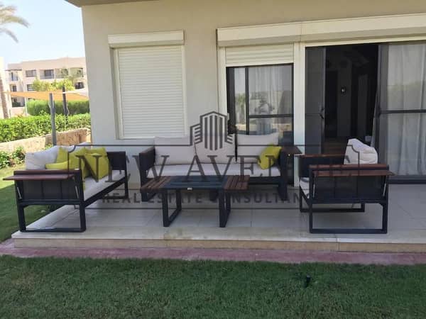 Delivered Twinhouse Villa Fully Furnished with Kitchen Cabinets  Shutters for all windows, Second Row Lagoon with Garden 155 sqm in Auva Azha Sokhna