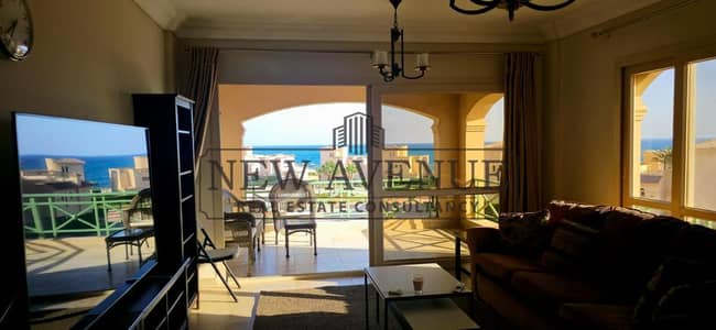 شاليه ارضي مع حديقه صف تاني علي البحر استلام فوري La Vista Gardens  لافيستا جاردنز السخنة تشطيب كامل بالمطبخ موقع مميز مباشرة على البحر