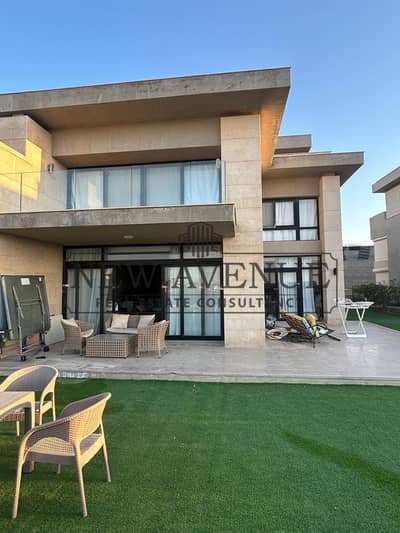 شاليه ارضي بحديقة مفروش بالتكيفات و الاجهزة  بحري للبيع في سوان ليك  الساحل الشمالي Swan Lake North Coast