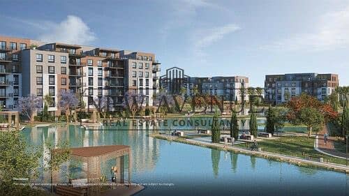 شقة أرضي مع حديقة استلام 2026 تطل على اللاجون لكل الغرف والريسبشن فيHap Town Park 226 هاب تاون بارك 226 بدون تشطيب
