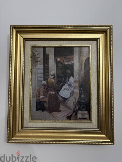 Vintage Moroccan Framed Art – Orientalist Interior Scene