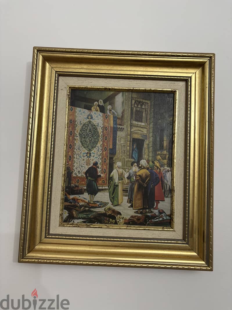 Vintage Moroccan Framed Art – Orientalist Interior Scene 2