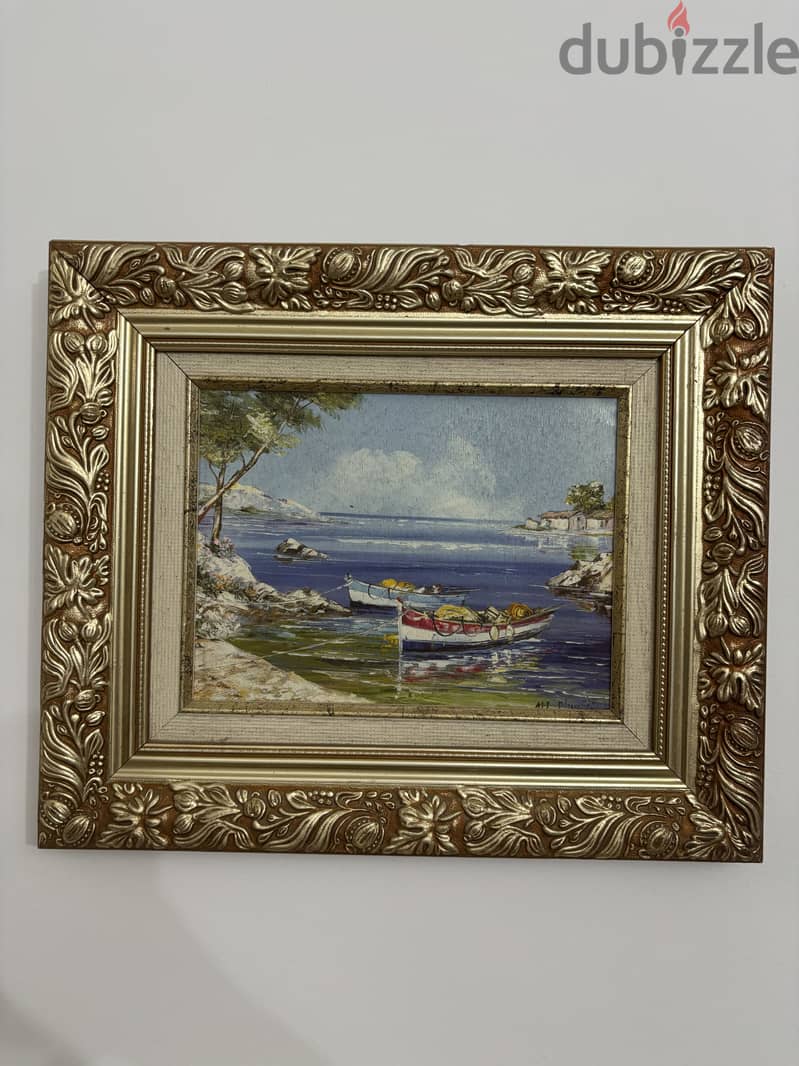 Vintage Moroccan Framed Art – Orientalist Interior Scene 3