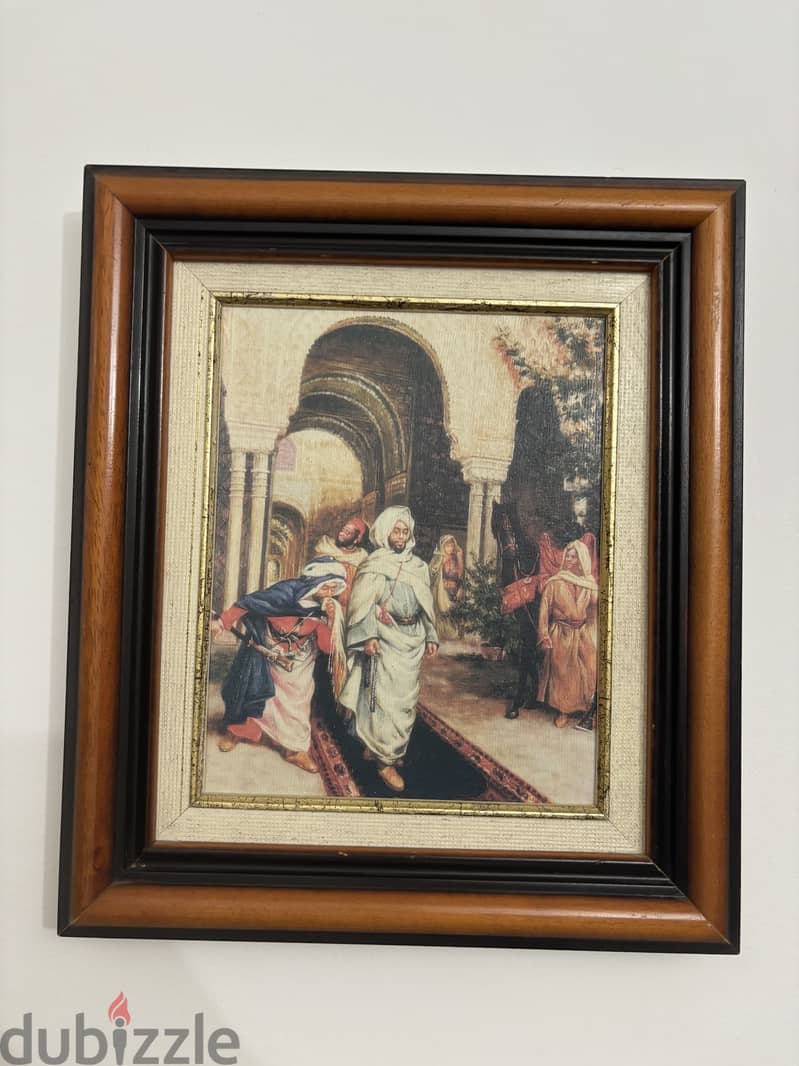 Vintage Moroccan Framed Art – Orientalist Interior Scene 7