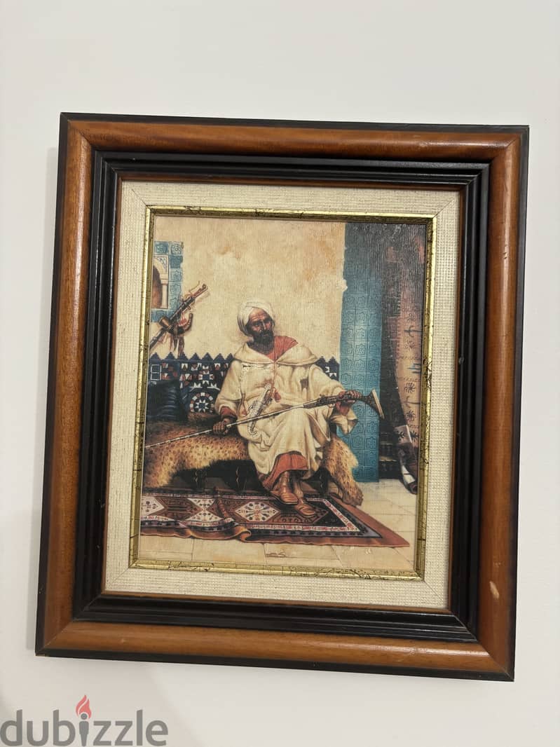 Vintage Moroccan Framed Art – Orientalist Interior Scene 8