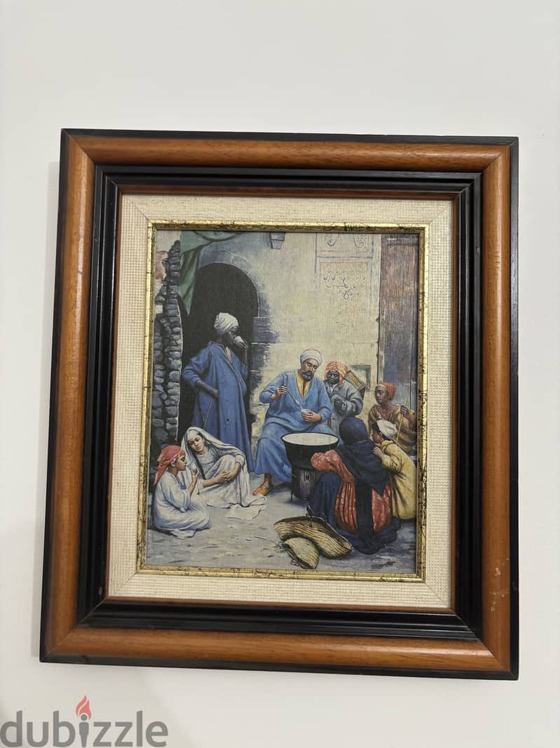 Vintage Moroccan Framed Art – Orientalist Interior Scene 10