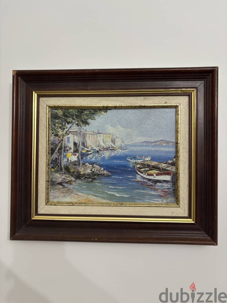 Vintage Moroccan Framed Art – Orientalist Interior Scene 17