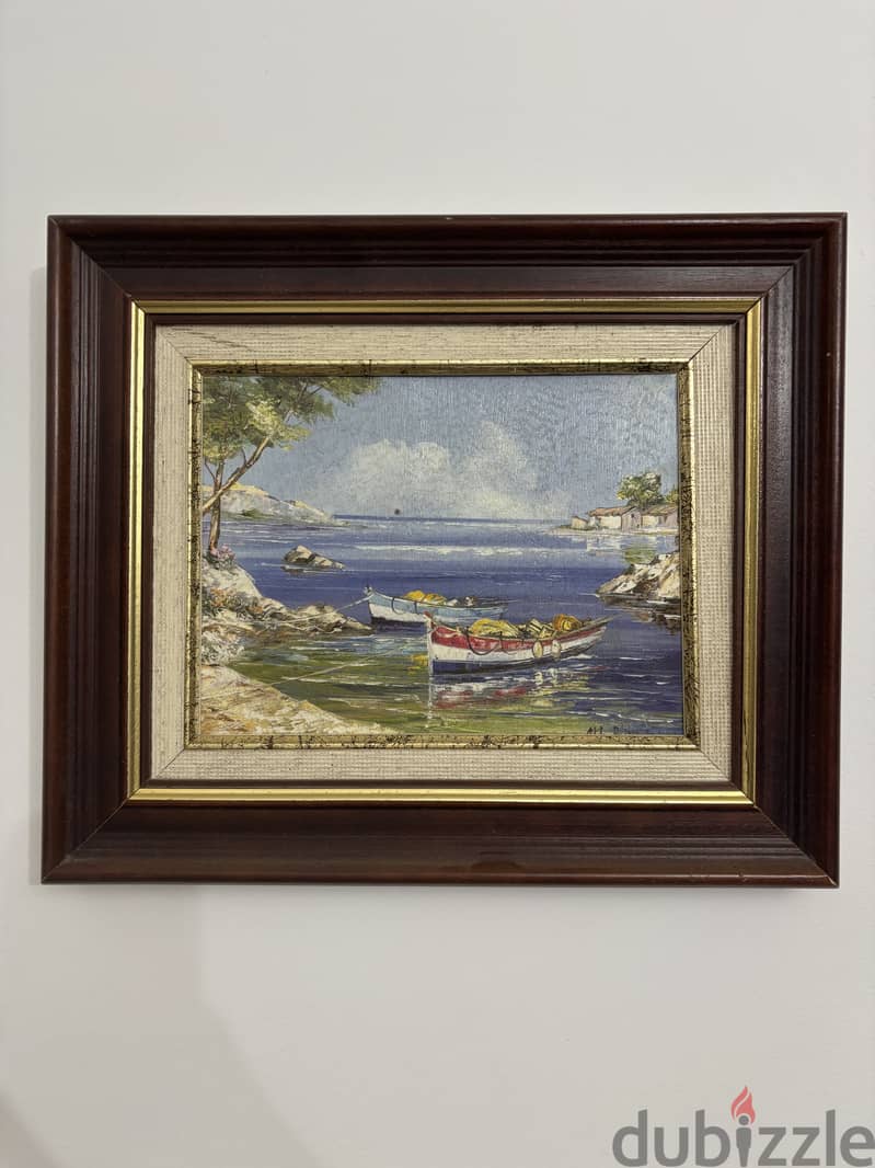 Vintage Moroccan Framed Art – Orientalist Interior Scene 18
