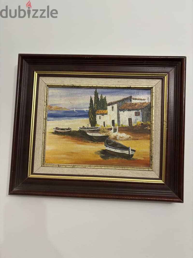 Vintage Moroccan Framed Art – Orientalist Interior Scene 19