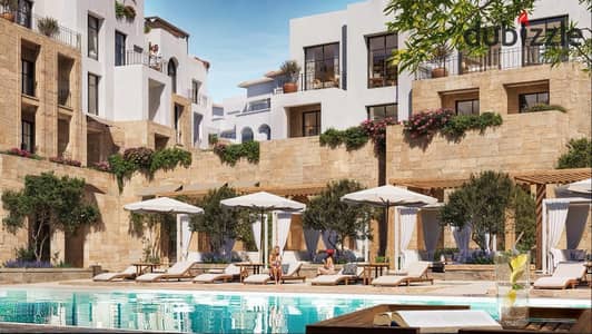 شاليه للبيع متشطب بالكامل بالتكييفات والمطبخ ، بإطلالة مباشرة على البحر بالتقسيط و بمقدم 5% فقط، داخل مشروع UAE Cities Development – رأس الحكمة. مدن،