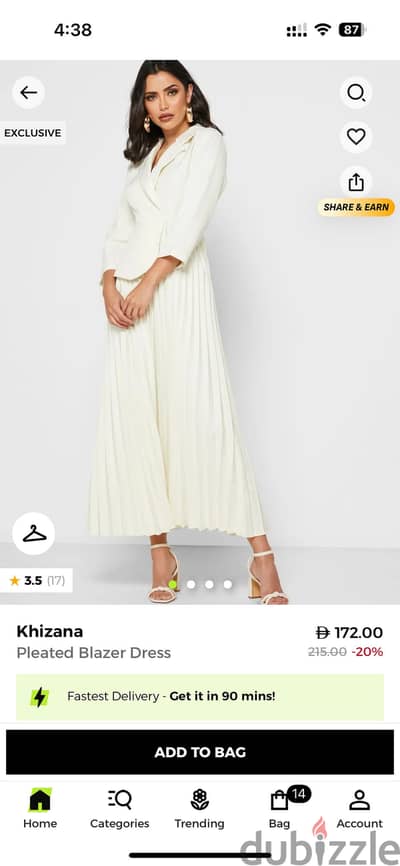 Khizana Pleated Blazer Dress-New