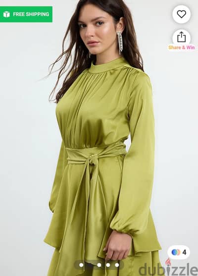 Satin Long light Green Dress