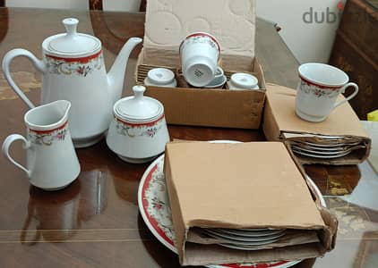طقم شاى بورسلين كلاسيك جديد بالكرتون