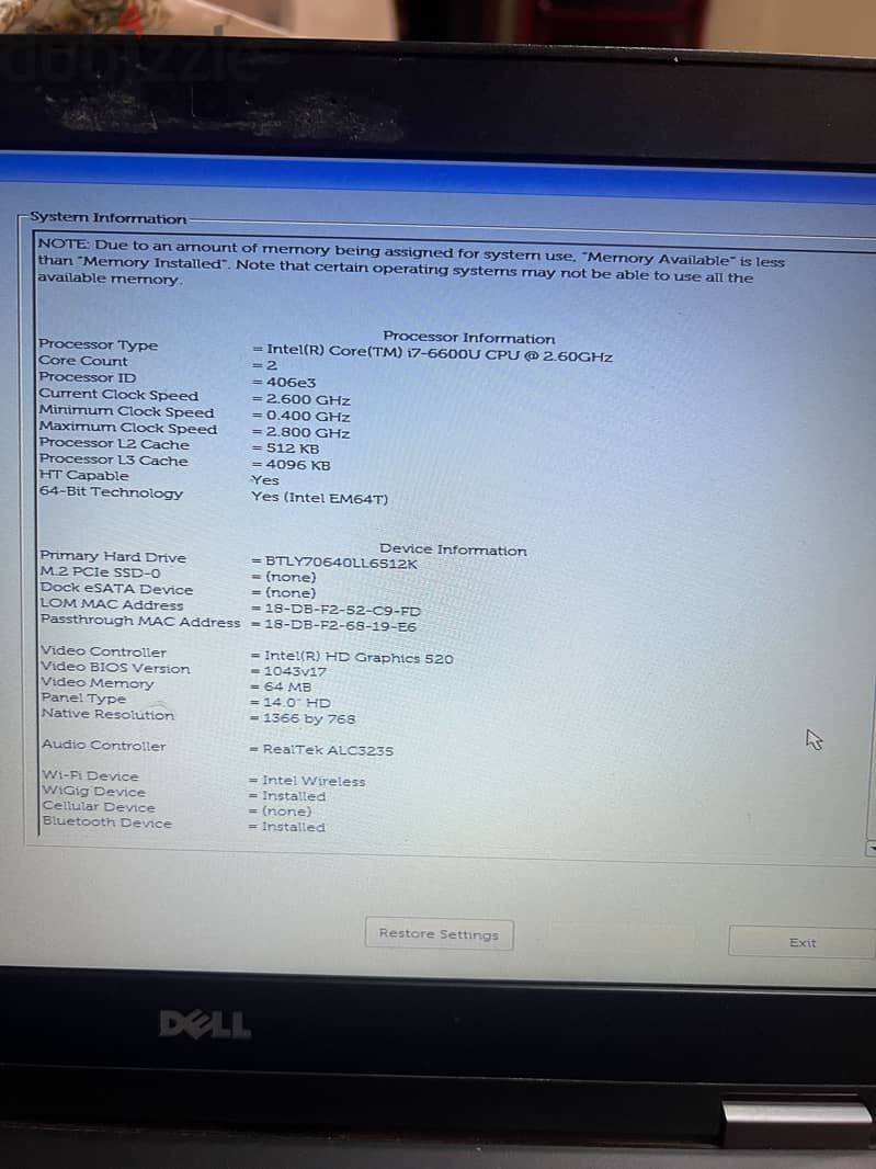 Dell latitude E7470 2