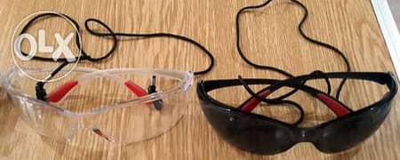 عدد ٢ نظارة سيفتى 3M لحماية العين . . الغامقة نهارية والشفافة ليلية