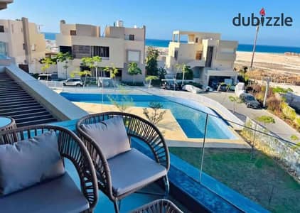 شاليه برايم لوكيشن في هاسيندا وايت متشطب بالكامل للبيع مباشر علي فيو البحر في الساحل الشمالي