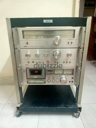 طقم صوت AKAI Vintage ياباني أصلي كامل – Amplifier + FM/AM Tuner + Cass