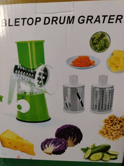 مبشرة خضار يدوية متعددة الاستخدام (Drum Grater) مع 3 شفرات