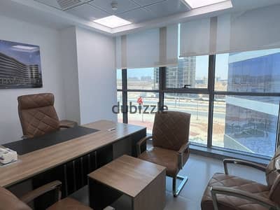 Fully furnished and air-conditioned office for rent in Golden Tower Mall, New Administrative Capital, on a main axis.