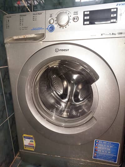 Indesit 8KG, 1200 RPM, silver color