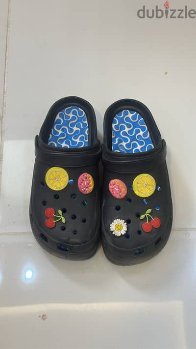 Black Crocs-Style Clogs with Cute Charms