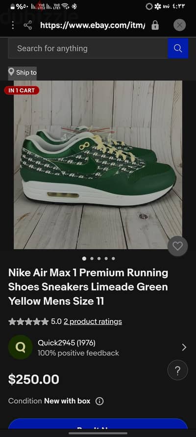 Nike Air Max 1 PRM "Limeade Size 42