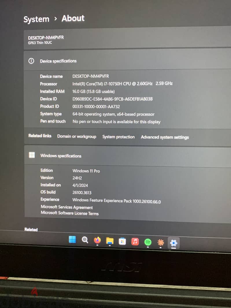 MSI GF63 10UC RTX 3050 3