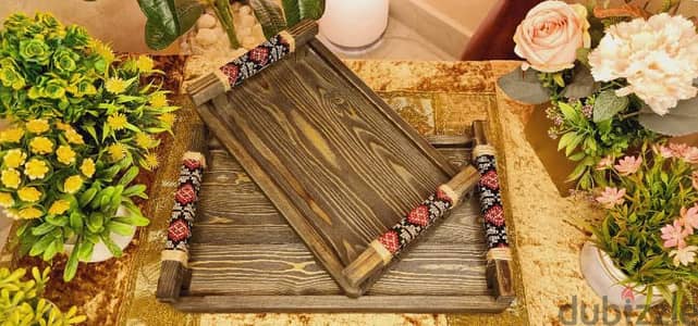 limited offer on wooden serving trays صواني خشب