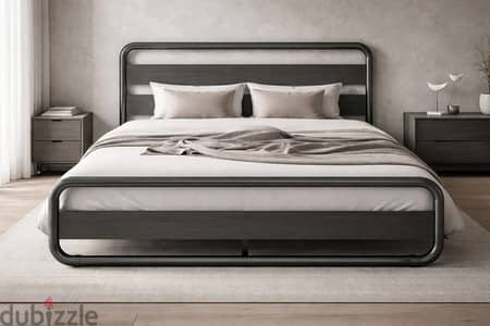 Luxury Modern Bed – Heavy Duty Steel Frame | Custom Sizes سرير كبير