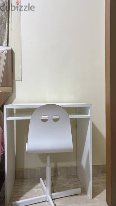 IKEA Study Desk + Chair Set – White – Very Good Condition