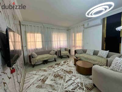 Furnished apartment for rent in Beta Gardens compound next to the golf course and the Fayoum road, air-conditioned with an open view