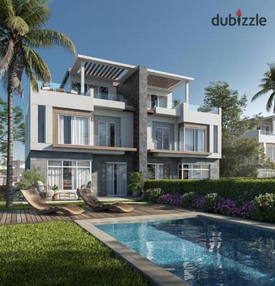 Twin house for sale in a prime location in V Level Compound, Sheikh Zayed, on elevated land overlooking Beverly Hills
