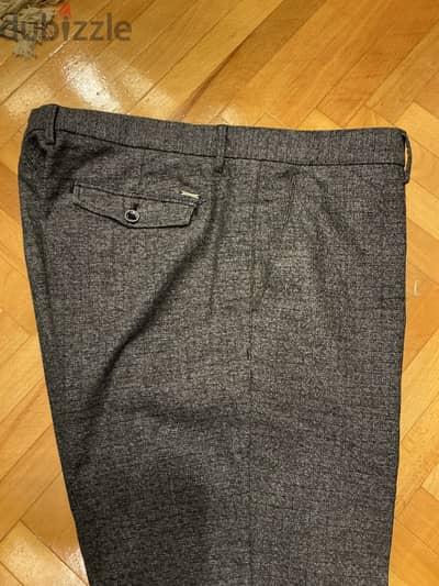 Massimo Dutti COTTON Slim Fit Trousers In Grey Wool Blend (40)