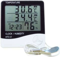 ترمومتر وساعة مكتب ديجيتال لقياس درجة حرارة الغرفة والرطوبة 0
