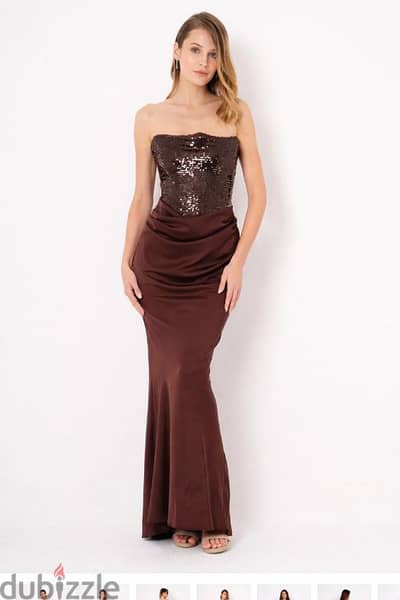Brown brand new soiree dress
