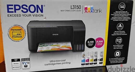 طابعة ايبسون  Epson L3150 ، حالتها ممتازة ، استعمال نضيف  بالكرتونة بت