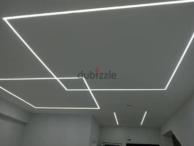 سقف معلق فلات جبس بورد باضاءه متميزه