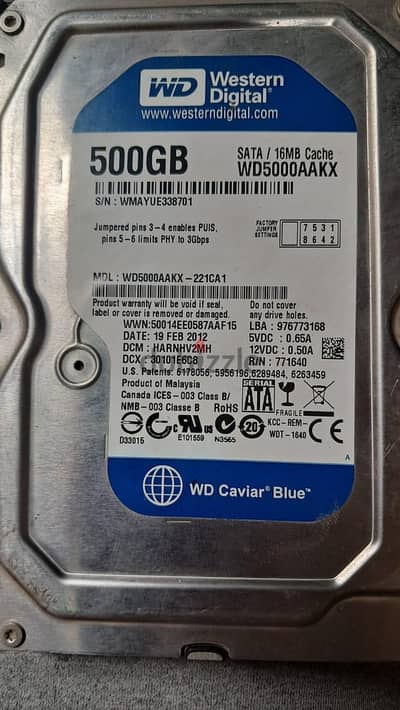 Hard Disk WD 500 Giga