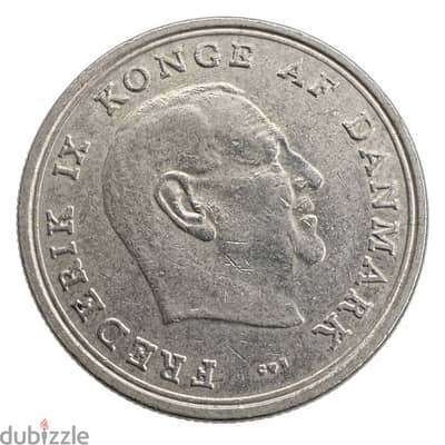 Vintage 1971 Denmark 1 Krone Coin - King Frederik IX