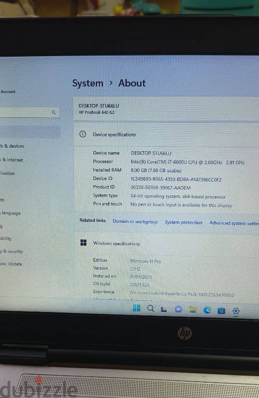 hp Core i7 6600U Ram8+SSD 1